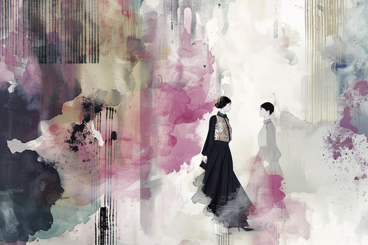 Water color two women Singapore on the street at night